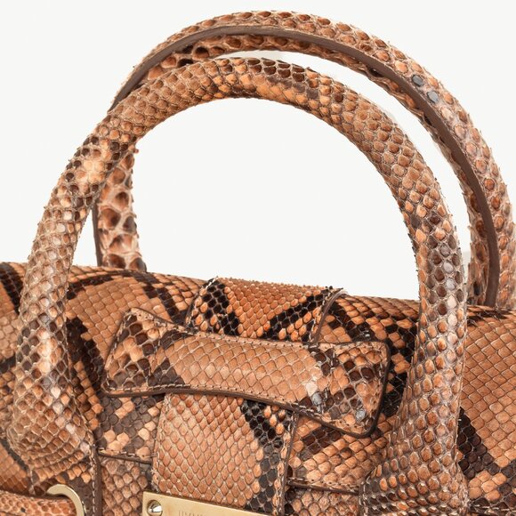 Jimmy Choo Rosalie Tan Python Flap Satchel - Picture 10 of 14